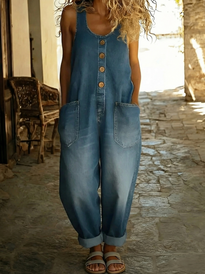 Noémie - Salopette vintage en coton doux effet denim Henri Lyon