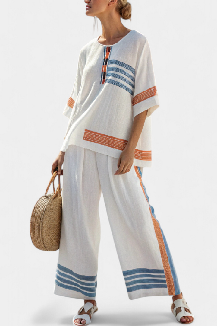 Marcellin | Haut et Pantalon Rayé Bleu-Orange Sophistiqué Henri Lyon
