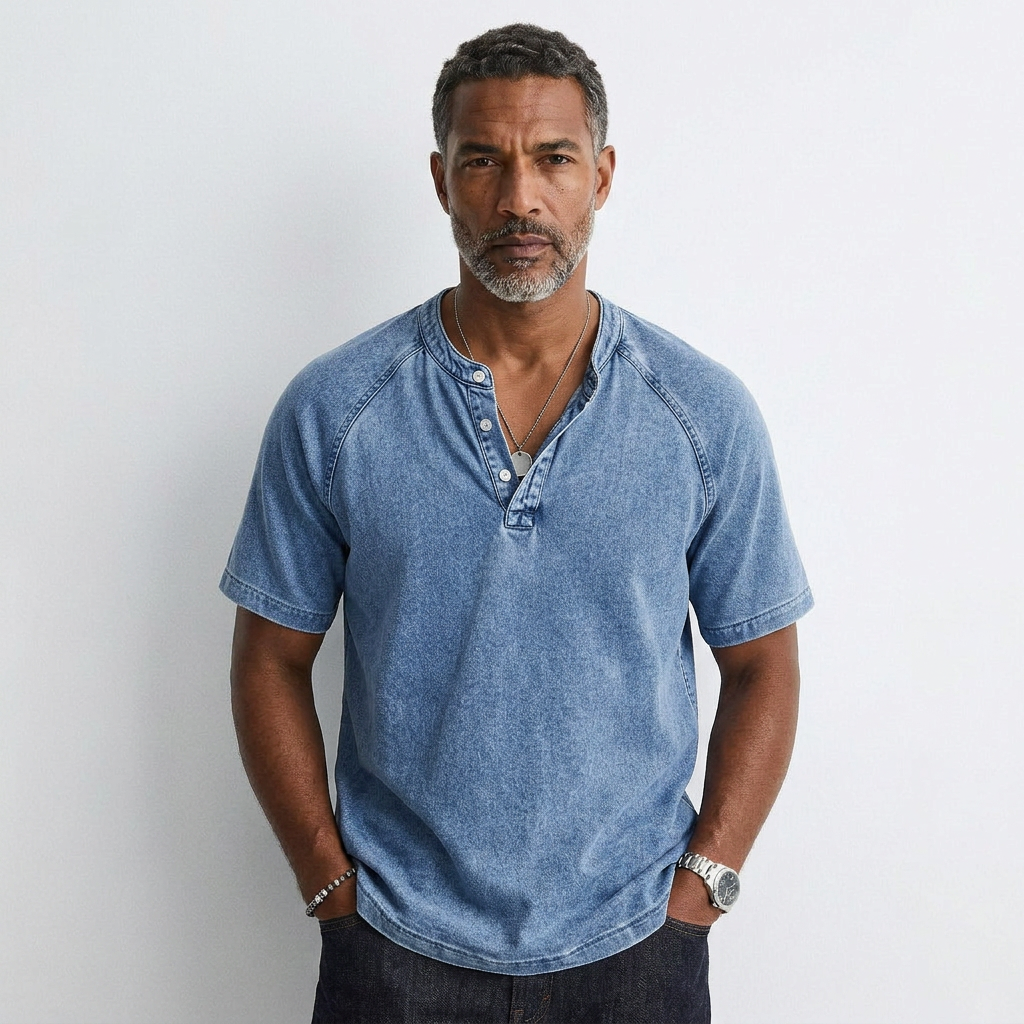 Louis - T-shirt Vintage à Boutons pour Homme Henri Lyon