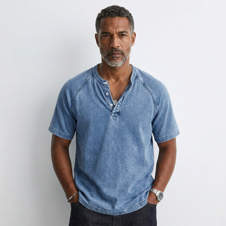 Louis - T-shirt Vintage à Boutons pour Homme Henri Lyon