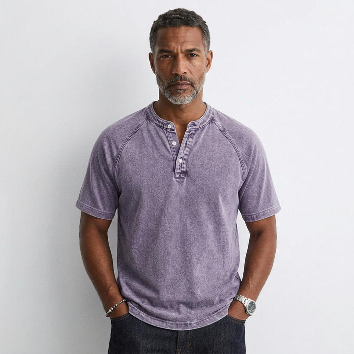 Gabin - T-shirt Vintage à Boutons pour Homme Henri Lyon