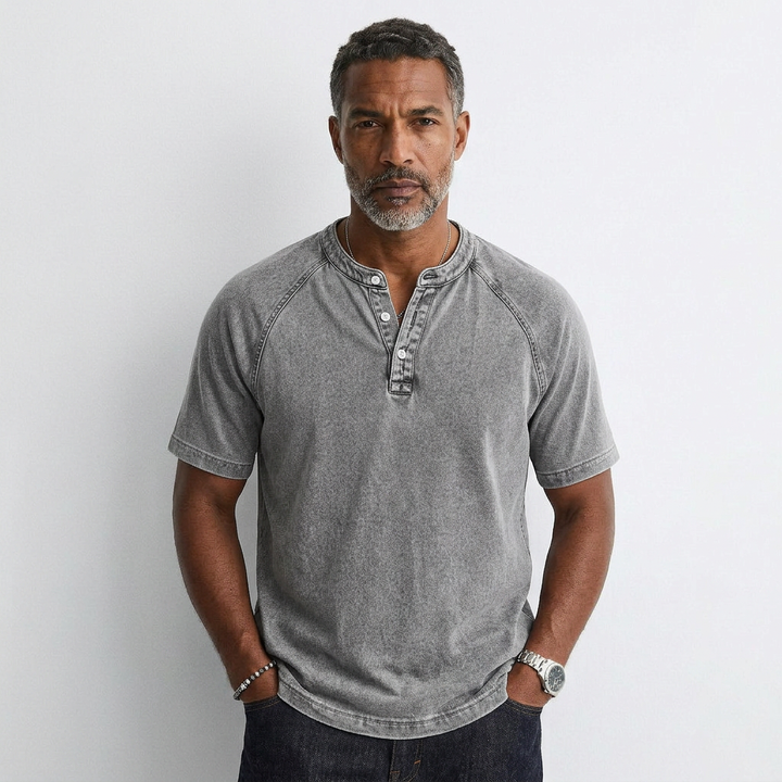 Nicolas - T-shirt Vintage à Boutons pour Homme Henri Lyon