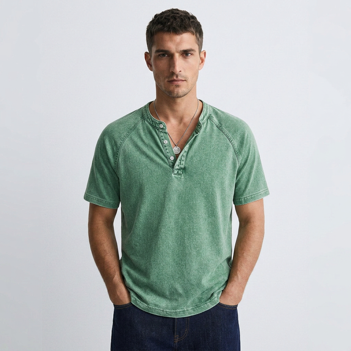 Hugo - T-shirt Vintage à Boutons pour Homme Henri Lyon