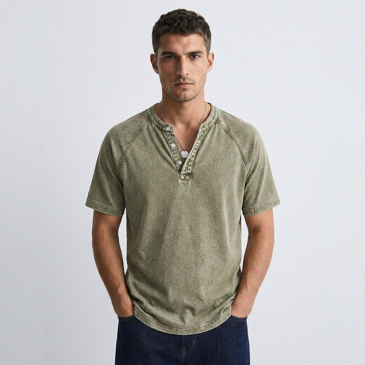 Jules - T-shirt Vintage à Boutons pour Homme Henri Lyon