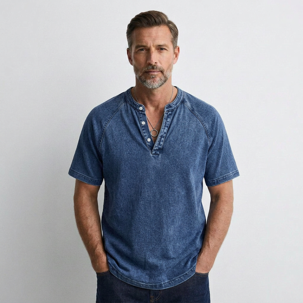 Pierre - T-shirt Vintage à Boutons pour Homme Henri Lyon