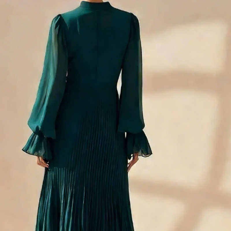 Zelena - Robe midi élégante plissée avec volants Henri Lyon