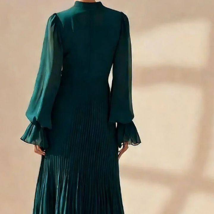 Zelena - Robe midi élégante plissée avec volants Henri Lyon